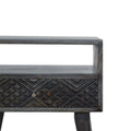 Ash Black Carved Drawer Bedside - Elegant Nordic Wood Nightstand-Kulani Home