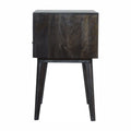 Ash Black Carved Drawer Bedside - Elegant Nordic Wood Nightstand-Kulani Home