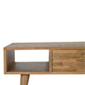 Contemporary Oak-Ish Solid Wood Coffee Table with Mixed Pattern Drawers and Extra Storage-Kulani Home