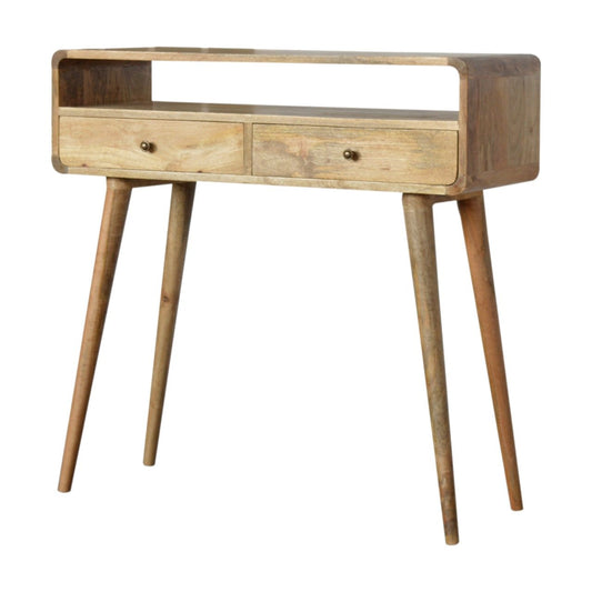 Curved Oak-ish Console Table: A Stylish Storage Solution for Your Home-Kulani Home