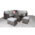 Grey Weave Corner Dining Set with Lift Table and Ottoman Ensemble-Kulani Home