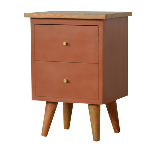 Handcrafted Brick Red Oak-Ish Bedside Table: A Timeless Addition to Your Bedroom-Kulani Home