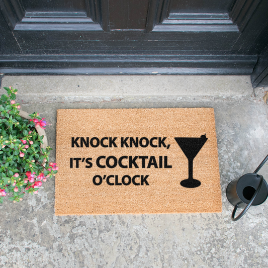 Knock Knock It's Cocktail O'Clock doormat-Kulani Home
