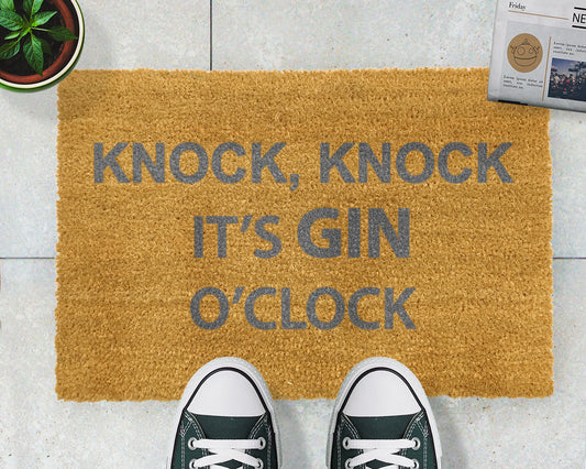 Knock Knock It's Gin O'Clock Grey Doormat-Kulani Home