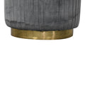 Luxurious Grey Cotton Velvet Pleated Footstool with Gold Brass Base-Kulani Home