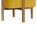 Luxurious Mustard Velvet Footstool with Solid Wood Legs-Kulani Home