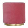 Luxurious Pink Velvet Footstool with Elegant Gold Base-Kulani Home
