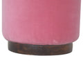 Luxurious Pink Velvet Footstool with Walnut Finish Base-Kulani Home