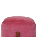 Luxury Pink Velvet Footstool with Solid Wood Legs-Kulani Home