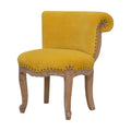 Mustard Velvet Studded Occasional Chair-Kulani Home
