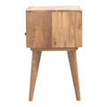 Oak-Finish Solid Wood Bedside Table with Storage-Kulani Home