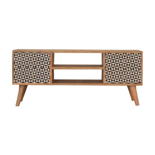 Rustic Oak Rafina Media Console: A Solid Wood Entertainment Unit with Nordic Style Legs-Kulani Home
