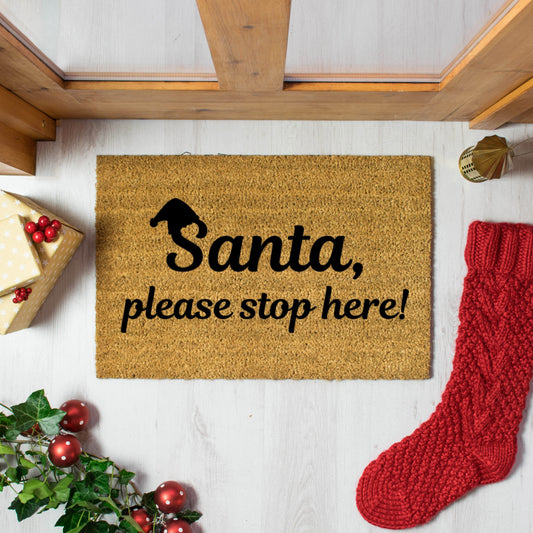Santa Please Stop Here Doormat-Kulani Home