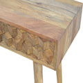 Solid Mango Wood Carved Cube Console Table-Kulani Home