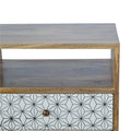 Solid Oak-ish 2-Drawer Bedside with Geometric Design and Open Slot Storage-Kulani Home
