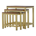 Triad: Luxurious Golden Stool Set with Chunky Wooden Tops-Kulani Home