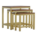 Triad: Luxurious Golden Stool Set with Chunky Wooden Tops-Kulani Home