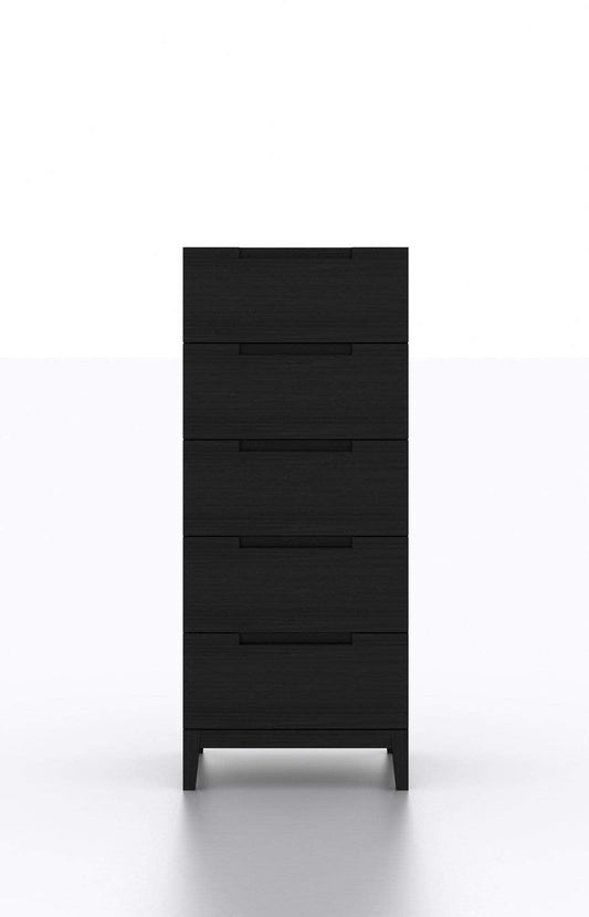 Wenge 5 Drawer Narrow Chest - Crafted with MDF and 0.6mm Veneer, featuring Soft Close Runners-Kulani Home