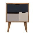Nordic Navy Wood Bedside with Drawers