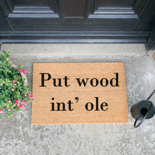 'Put Wood Int'ole' Welcome Doormat