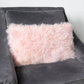 Pink Curly Sheepskin Cushion 30x50cm