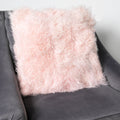 Pink Curly Sheepskin Cushion 45x45cm