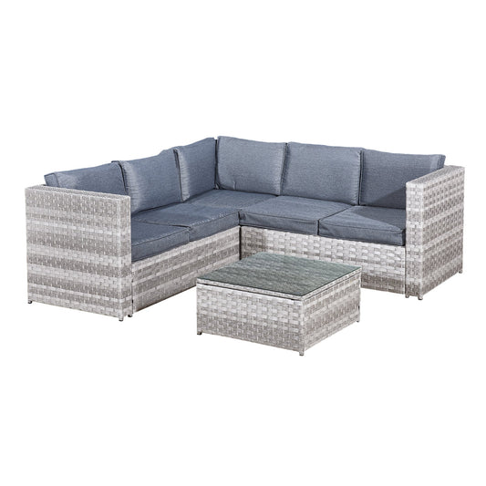 Acorn Rattan 5 Seat Corner Sofa Set in Dove Grey-Kulani Home