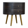 Ash Black Bedside Table with Brass Legs-Kulani Home
