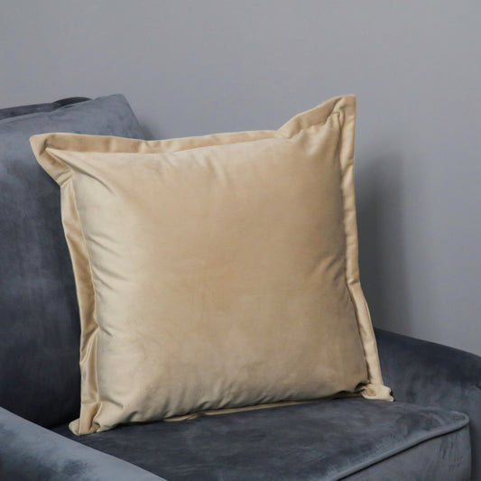 Beige Velvet Cushion - Feather Filled-Kulani Home