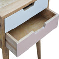Blush Pink and White Solid Wood Bedside Table-Kulani Home