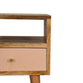 Blush Pink Hand Painted Solid Wood Bedside Table with Scandinavian Legs-Kulani Home