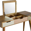 Blush Pink Solid Wood Dressing Table with Foldable Mirror-Kulani Home