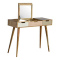 Blush Pink Solid Wood Dressing Table with Foldable Mirror-Kulani Home
