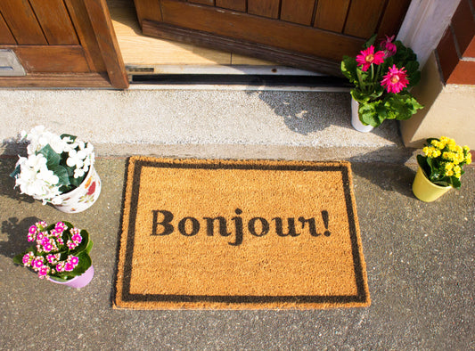 Bonjour Doormat with Border-Kulani Home