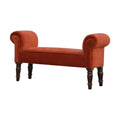 Brick Red Velvet Upholstered Bench-Kulani Home