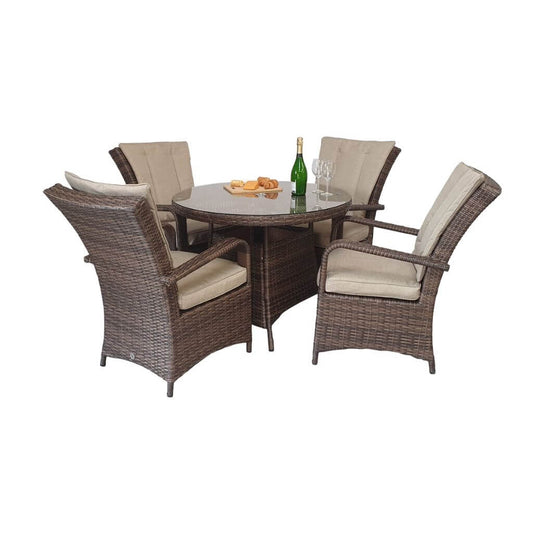 Brown 4 Seat Round Table with UV Treated Wicker - Perfect for Outdoor Gatherings-Kulani Home