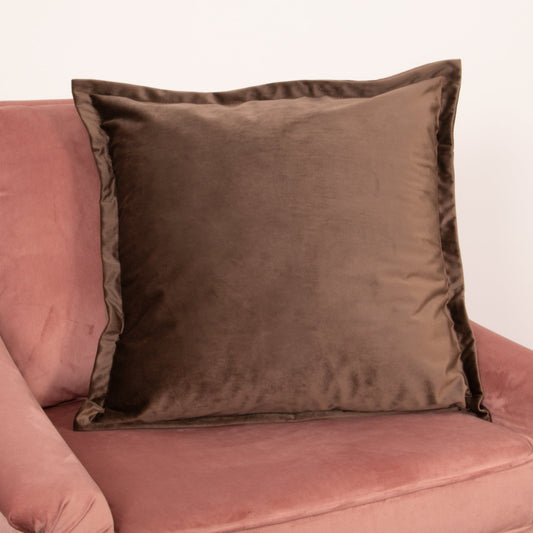 Brown Velvet Cushion - Feather Filled-Kulani Home