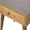 Chestnut Brass Inlay Bedside Table-Kulani Home