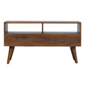 Chestnut Carved Cube TV Console-Kulani Home