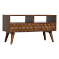 Chestnut Carved Cube TV Console-Kulani Home