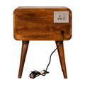 Chestnut Curved Bedside Table with Cable Access-Kulani Home