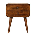 Chestnut Curved Bedside Table with Cable Access-Kulani Home