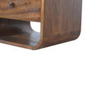 Chestnut Curved Edge Bedside Table with 2 Drawers-Kulani Home