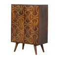 Chestnut Gold Inlay Abstract Storage Cabinet-Kulani Home
