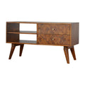 Contemporary Chestnut Wood Media Console: A Versatile Statement Piece for Modern Interiors-Kulani Home