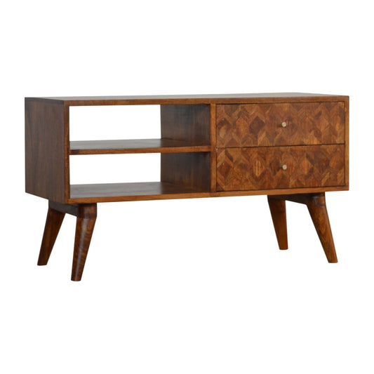 Contemporary Chestnut Wood Media Console: A Versatile Statement Piece for Modern Interiors-Kulani Home