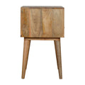 Contemporary Oak-ish Solid Wood Bedside with Assorted Pattern and Open Slot-Kulani Home
