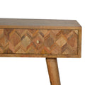 Contemporary Oak-ish Solid Wood Console Table with Assorted Pattern and Storage Drawers-Kulani Home