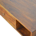 Contemporary Oakish Solid Wood Coffee Table with Mixed Pattern Drawer-Kulani Home