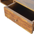Contemporary Oakish Solid Wood Coffee Table with Mixed Pattern Drawer-Kulani Home